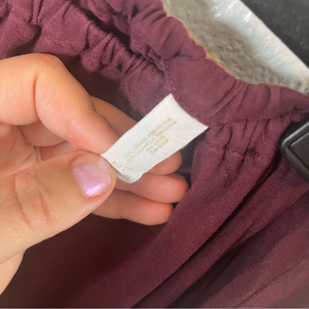 Skin Organic 100% Pima Cotton Wide-Leg Relaxed Burgundy Pants Women’s 1 - Picture 7 of 8